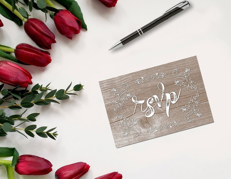 Stonehouse Collection | 40 Blank Rustic - Wood RSVP Postcards - 4 x 6 Postcards - Great For Weddings, Baby Showers, Birthdays, (Rustic Wood) - Image 2